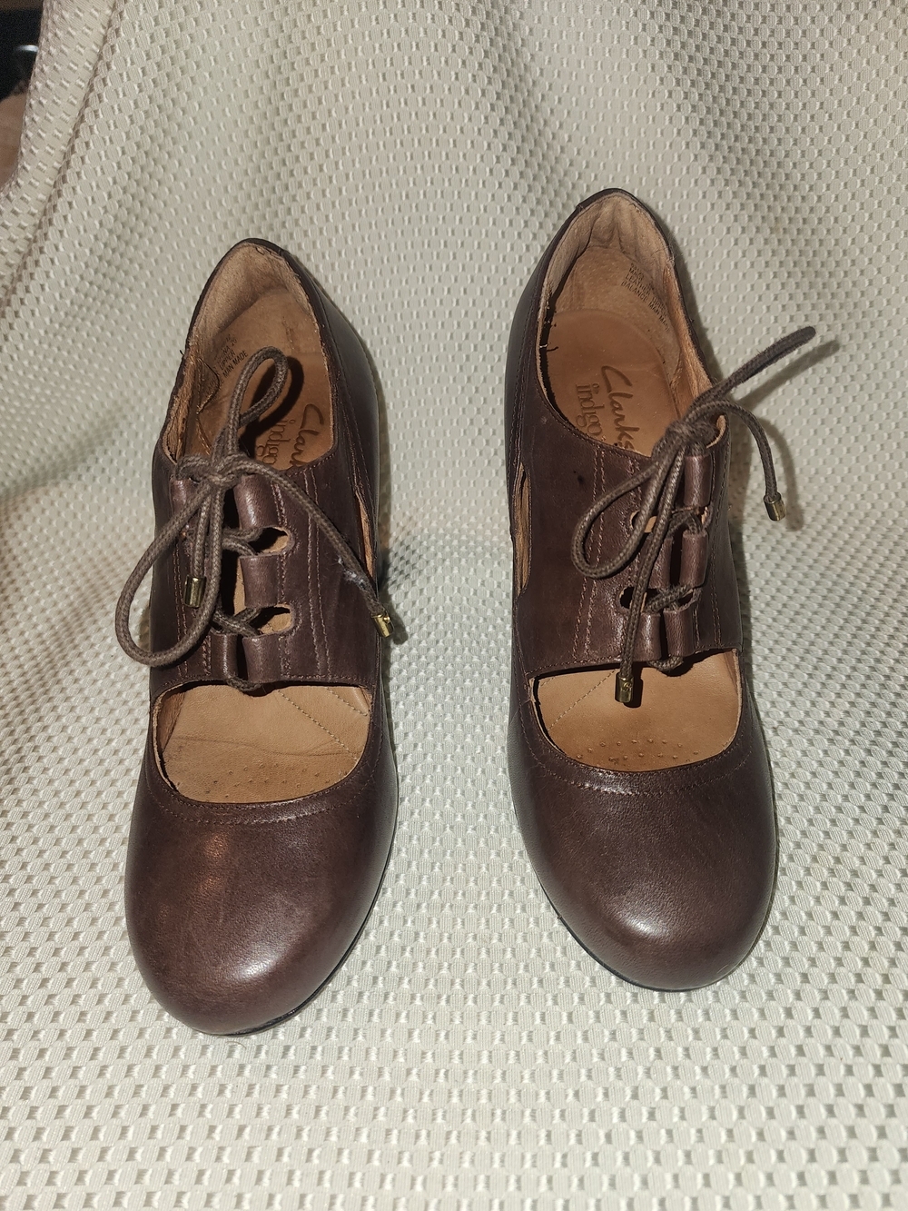 Clarks Brown Leather Lace-Up Women's Heels